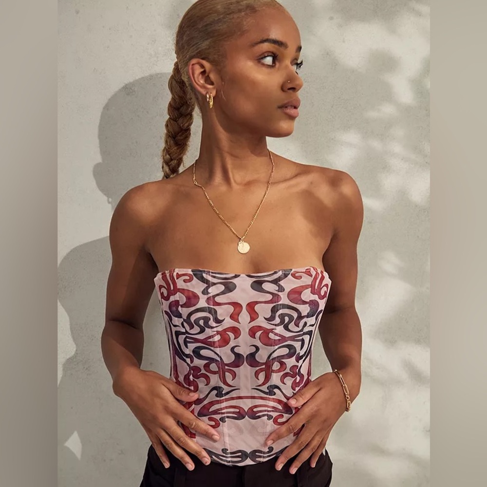 MIAOU X Urban Outfitters UO Exclusive Purple Mesh Perri Corset Size small